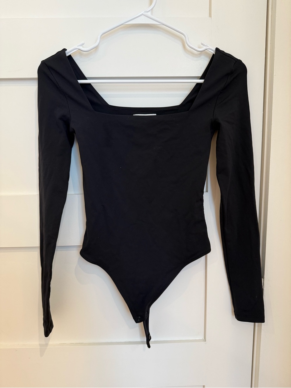 Black Aritzia Contour Long Sleeve Square Neck Bodysuit
